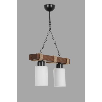 Suspension JASMIN 2xE27/40W/230V marron/blanc