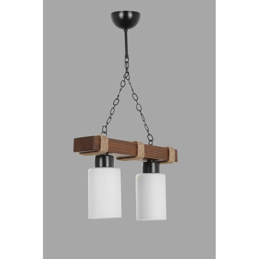 Suspension JASMIN 2xE27/40W/230V marron/blanc