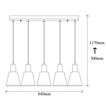 Suspension KEM 5xE27/40W/230V dorée