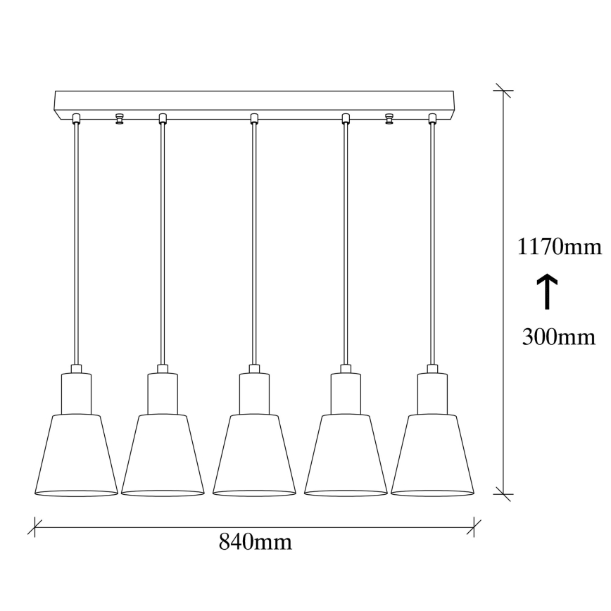 Suspension KEM 5xE27/40W/230V dorée