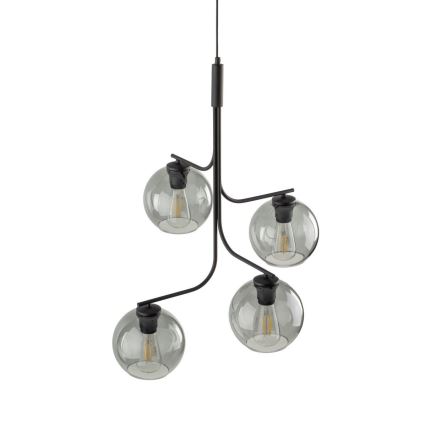 Suspension LED à câble CESAR 4xE27/15W/230V noir/gris fumé