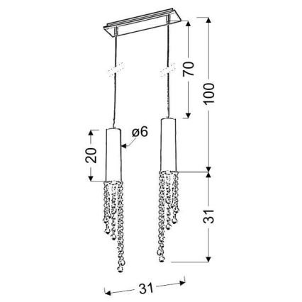 Suspension LED avec fil DUERO 2xLED/3W/230V