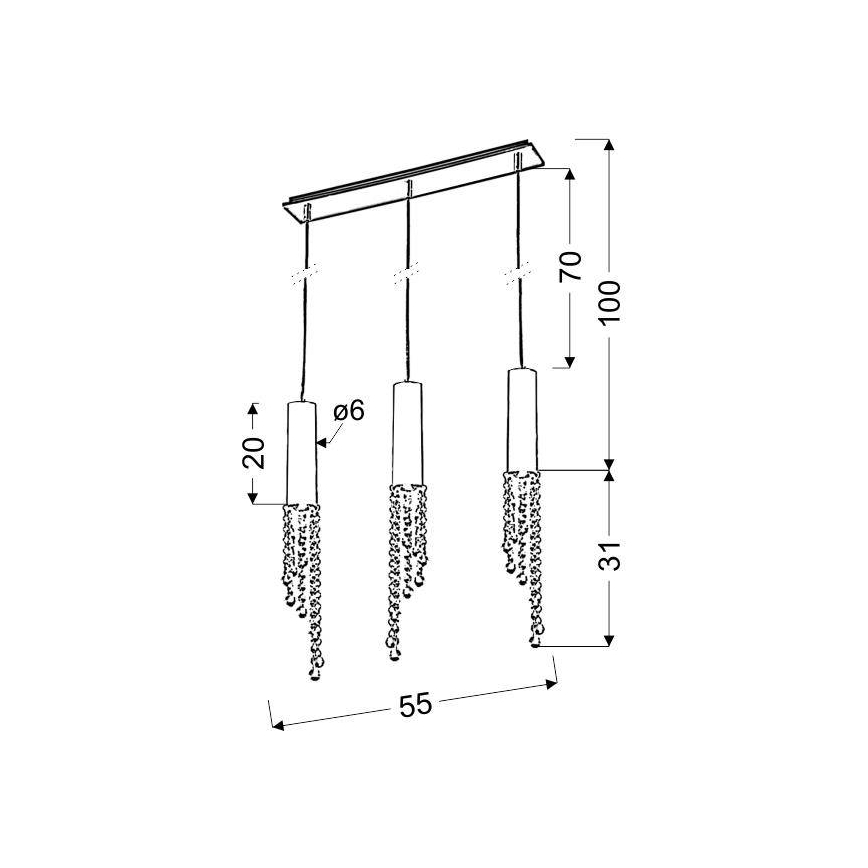 Suspension LED avec fil DUERO 3xLED/3W/230V