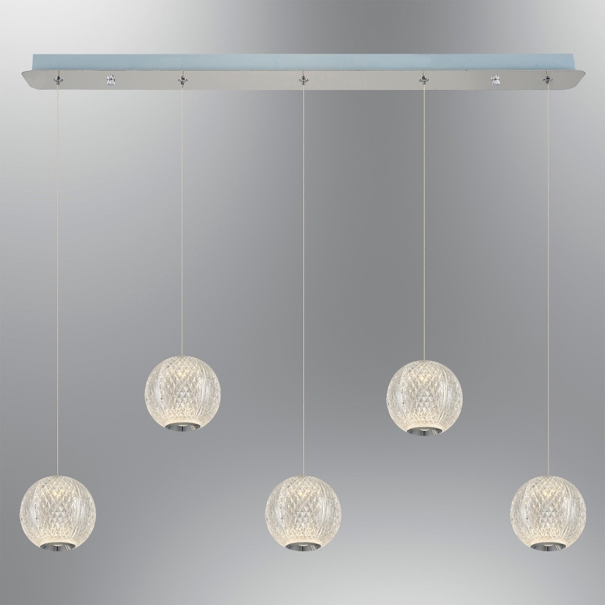 Suspension LED CREMONA 5xLED/5W/230V 3000K chromé mat