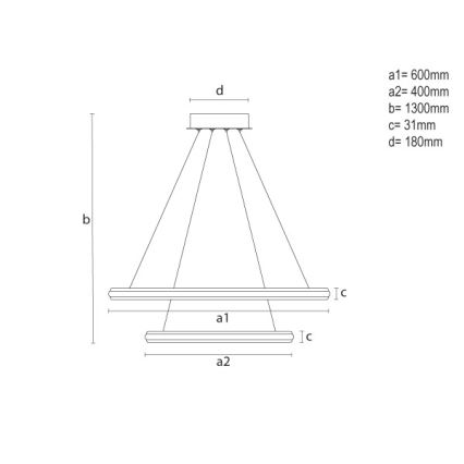 Suspension LED dimmable sur câble LED/90W/230V 3000-6500K Ø 60 cm + télécommande