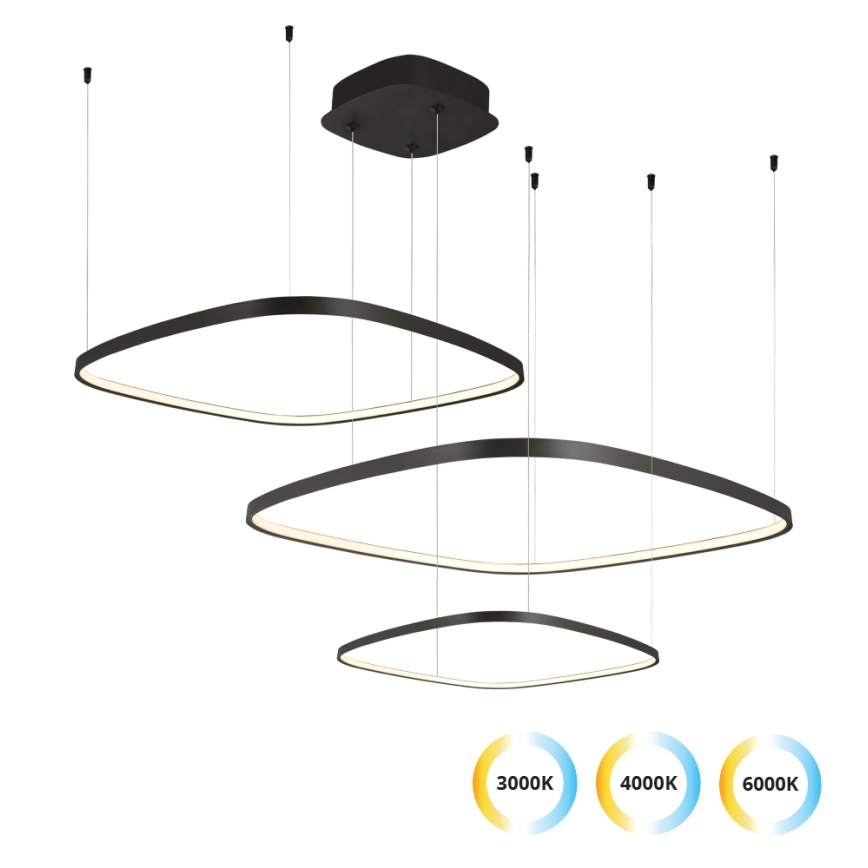 Suspension LED dimmable sur câble LORENZO LED/70W/230V 3000/4000/6000K noire + télécommande