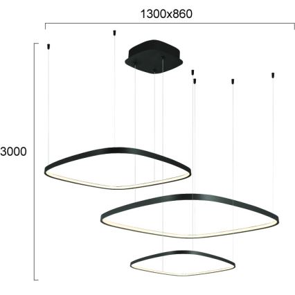 Suspension LED dimmable sur câble LORENZO LED/70W/230V 3000/4000/6000K noire + télécommande