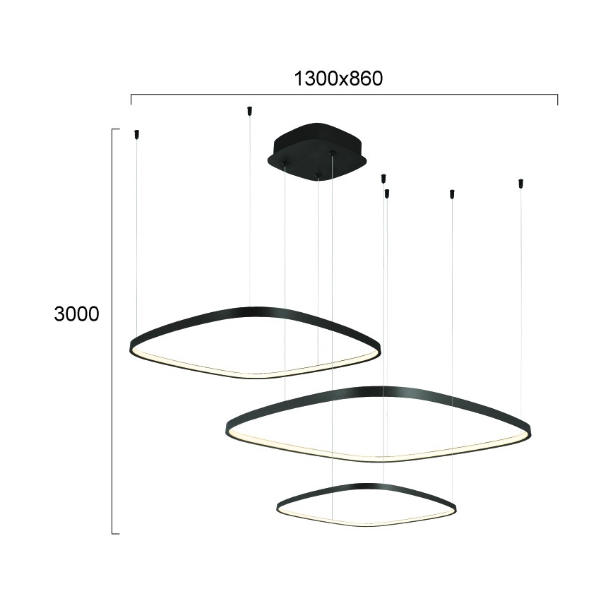 Suspension LED dimmable sur câble LORENZO LED/70W/230V 3000/4000/6000K noire + télécommande