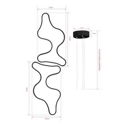 Suspension LED DUPLE ARTISAN LED/80W/230V 6500K noir