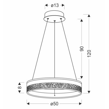 Suspension LED FROZI LED/32W/230V diamètre 50 cm dorée