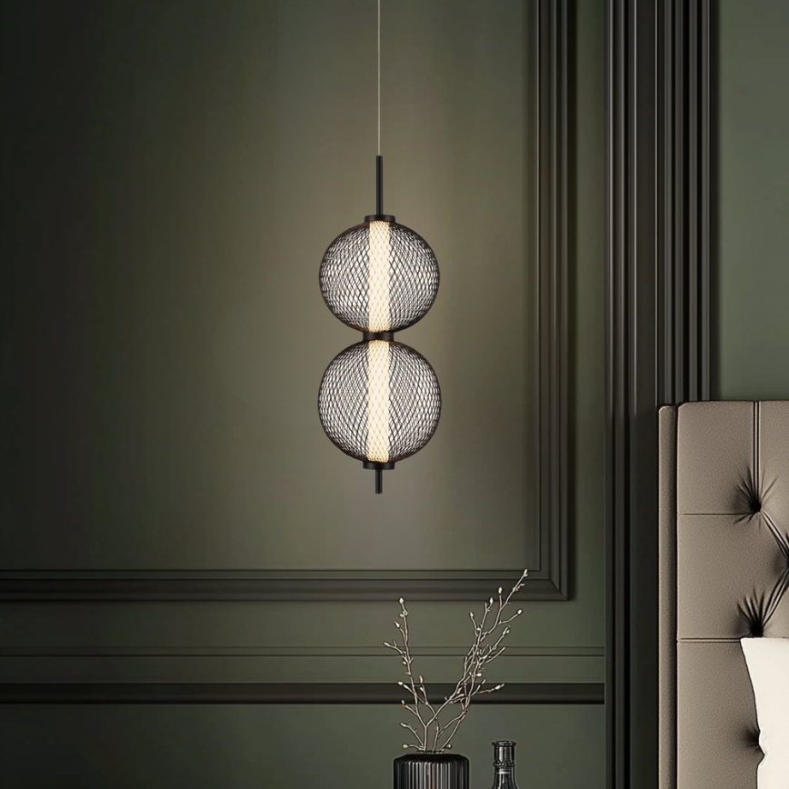 Suspension LED PUMA 10W/230V diamètre 14 cm noir
