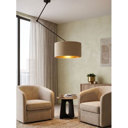 Suspension LED réglable sur tige GORTA 1xE27/60W/230V beige/doré