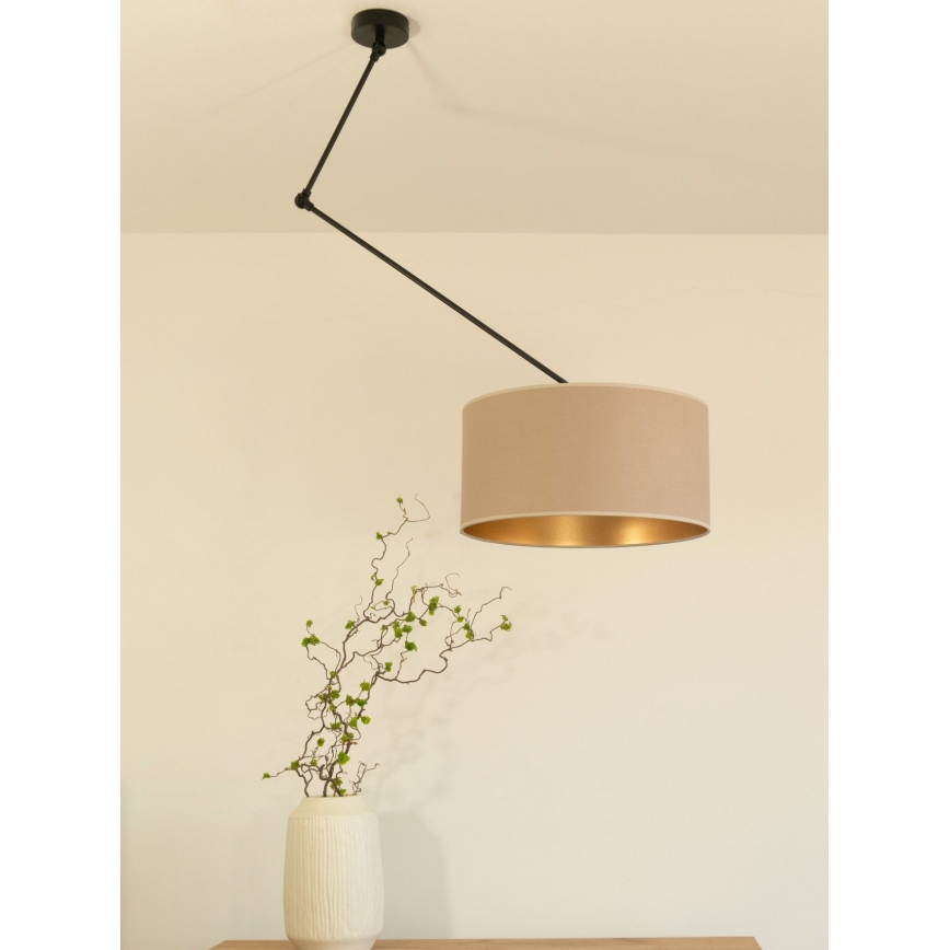 Suspension LED réglable sur tige GORTA 1xE27/60W/230V beige/doré