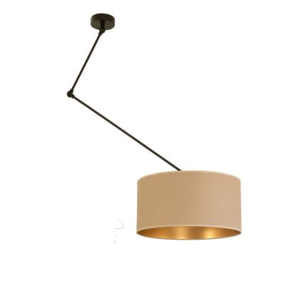 Suspension LED réglable sur tige GORTA 1xE27/60W/230V beige/doré