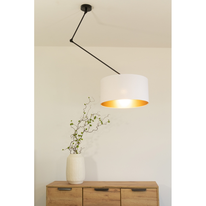 Suspension LED réglable sur tige GORTA 1xE27/60W/230V blanc/doré