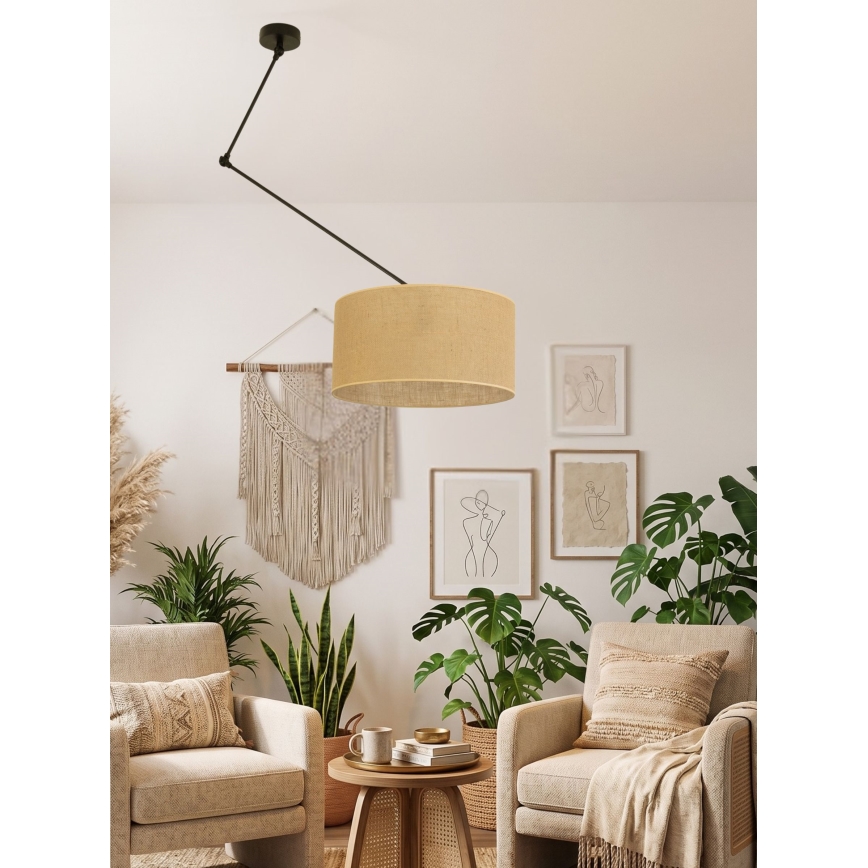 Suspension LED réglable sur tige GORTA 1xE27/60W/230V jute