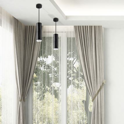 Suspension LED RGBW dimmable pour salle de bains sur câble TURYN 1xGU10/4,8W/230V 3000K IP44 noir + télécommande