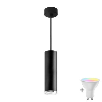 Suspension LED RGBW dimmable pour salle de bains sur câble TURYN 1xGU10/6W/230V 3000K Wi-Fi IP44 noir