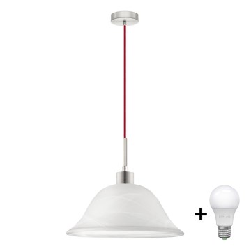 Suspension LED sur câble 1xE27/60W/230V blanc/rouge