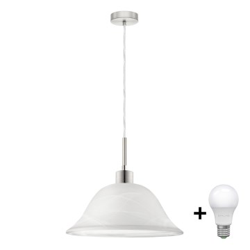 Suspension LED sur câble 1xE27/60W/230V blanc/transparent