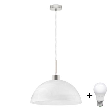 Suspension LED sur câble 1xE27/60W/230V blanche/transparente