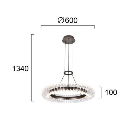 Suspension LED sur câble ALBA LED/39W/230V gris/transparent