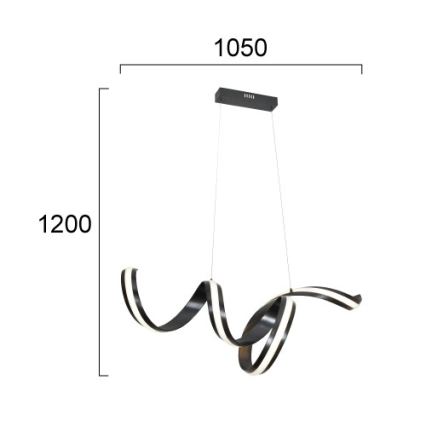 Suspension LED sur câble AREZIA LED/42W/230V noire