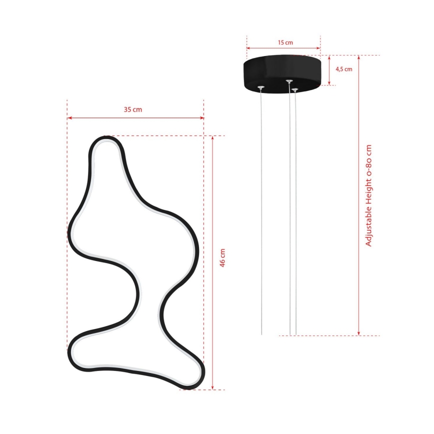 Suspension LED sur câble ARTISAN LED/36W/230V 6500K noir