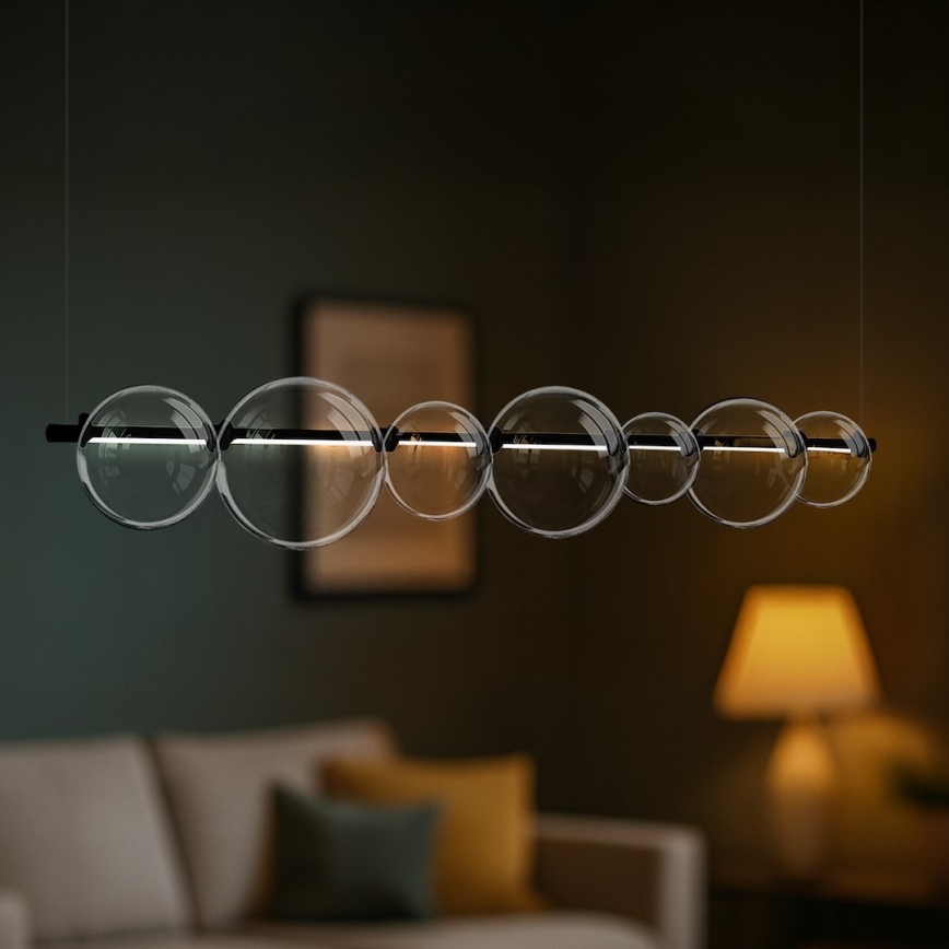 Suspension LED sur câble ATOLA LED/19W/230V noir/transparent