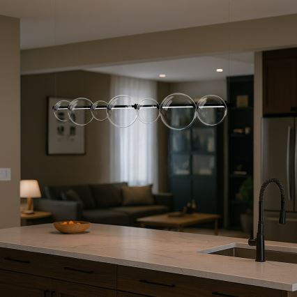 Suspension LED sur câble ATOLA LED/19W/230V noir/transparent