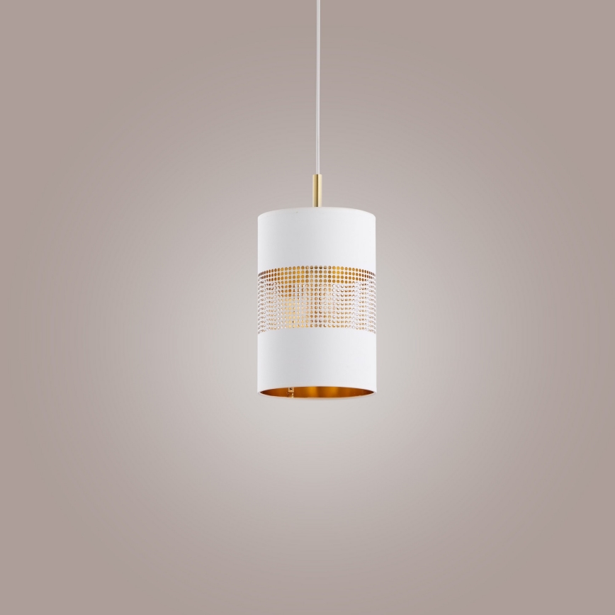 Suspension LED sur câble BOGART 1xE27/15W/230V blanc/or