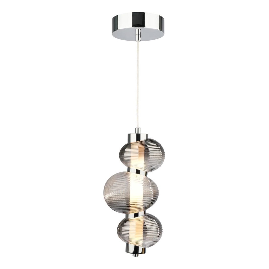 Suspension LED sur câble BOLLA LED/12W/230V Ø 16 cm, chrome brillant / gris fumé