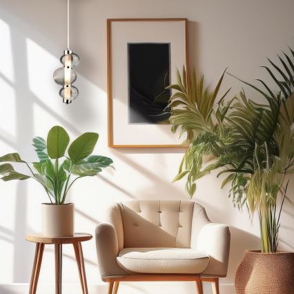 Suspension LED sur câble BOLLA LED/12W/230V Ø 16 cm, chrome brillant / gris fumé