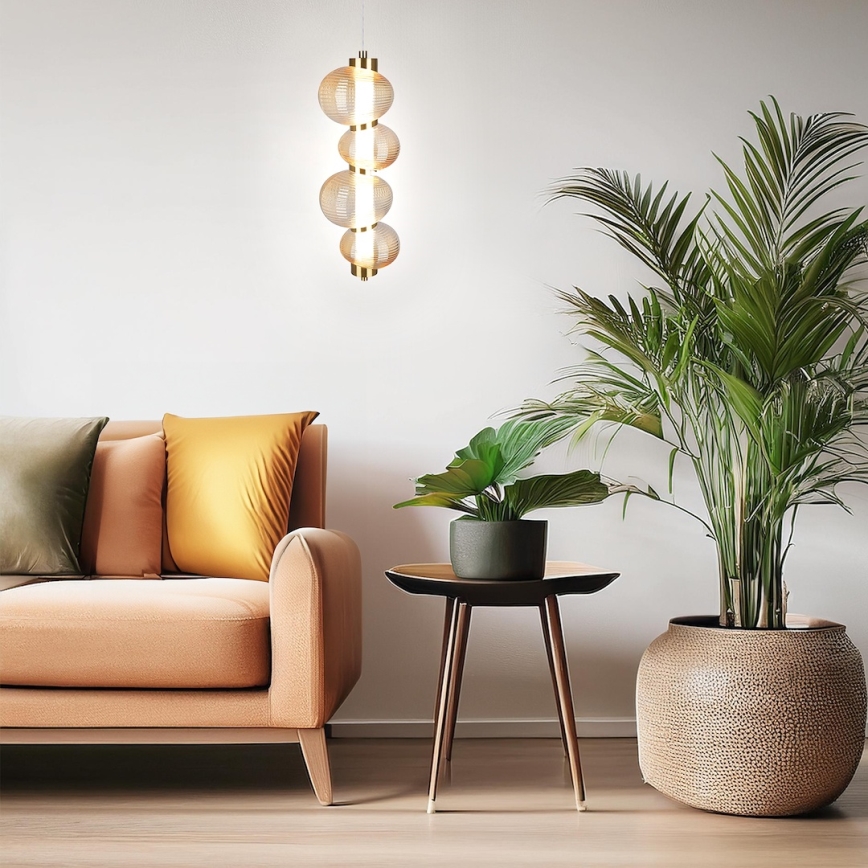 Suspension LED sur câble BOLLA LED/17W/230V Ø 16 cm doré / beige fumé