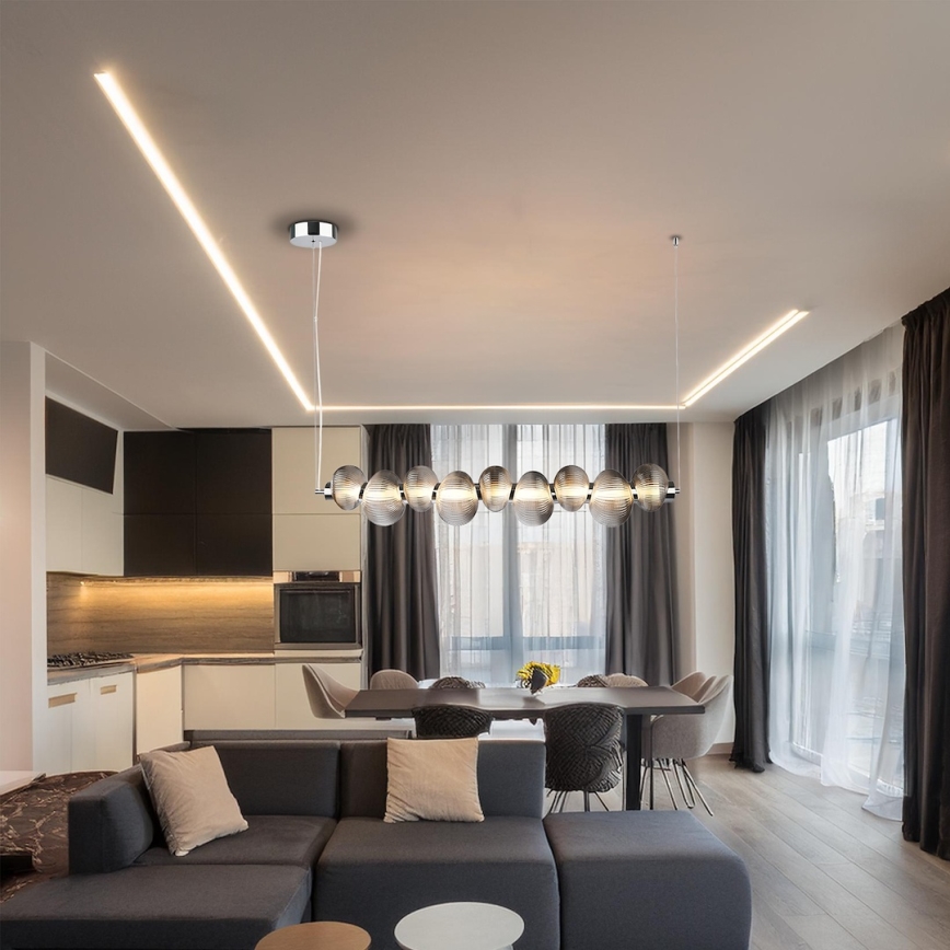 Suspension LED sur câble BOLLA LED/32W/230V chrome brillant/gris fumé