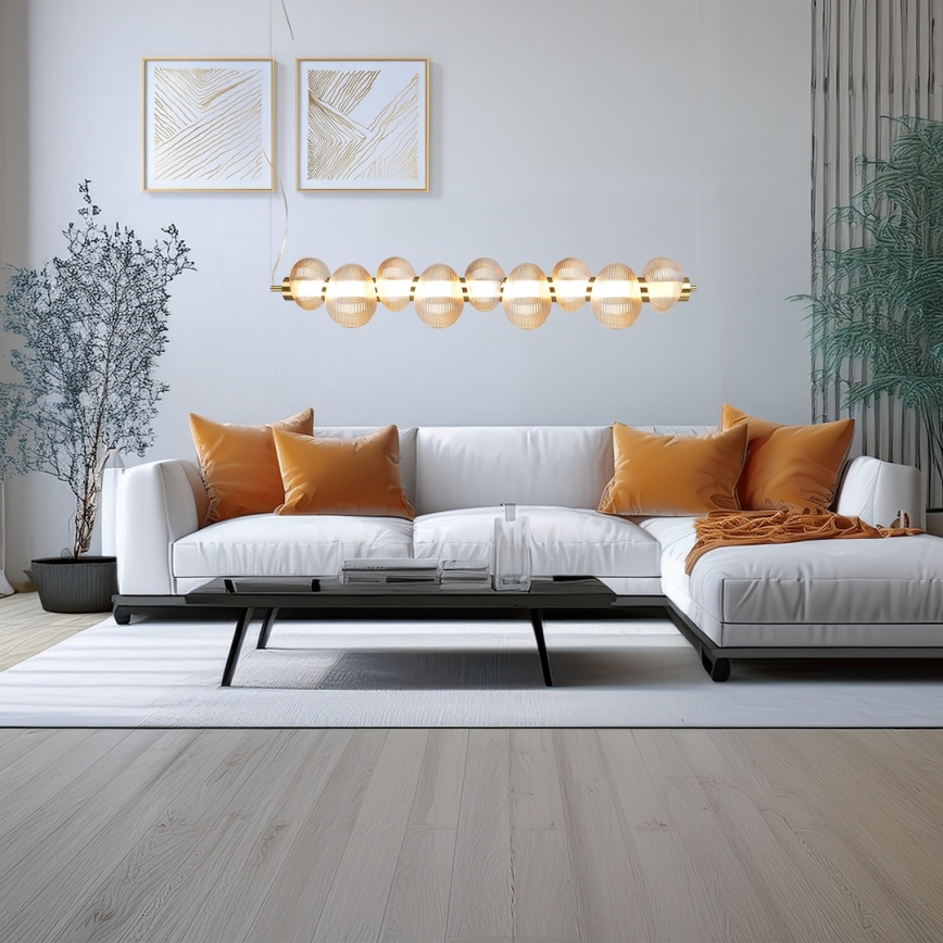 Suspension LED sur câble BOLLA LED/32W/230V doré/beige fumé