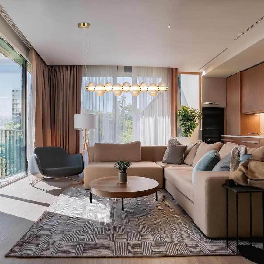 Suspension LED sur câble BOLLA LED/32W/230V doré/beige fumé