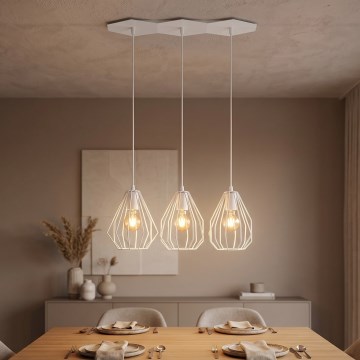 Suspension LED sur câble BRYLANT 3xE27/60W/230V blanche