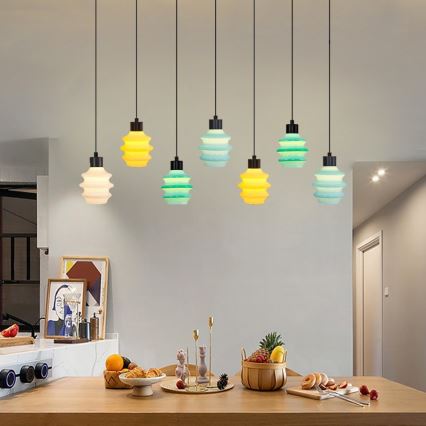 Suspension LED sur câble CACTUS 7xLED/2,8W/230V 3000K vert/jaune/blanc