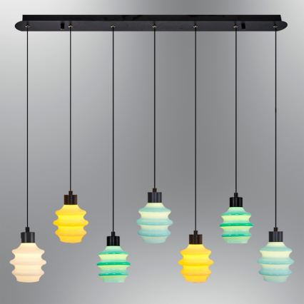 Suspension LED sur câble CACTUS 7xLED/2,8W/230V 3000K vert/jaune/blanc