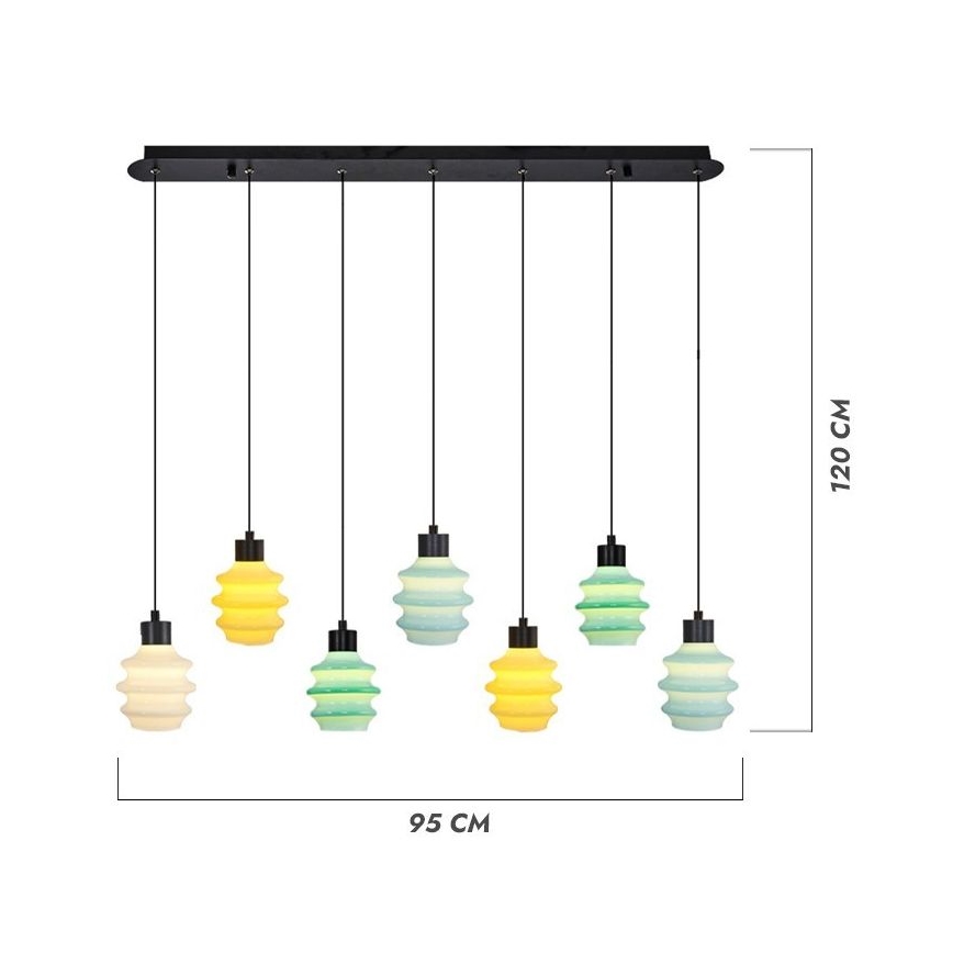 Suspension LED sur câble CACTUS 7xLED/2,8W/230V 3000K vert/jaune/blanc