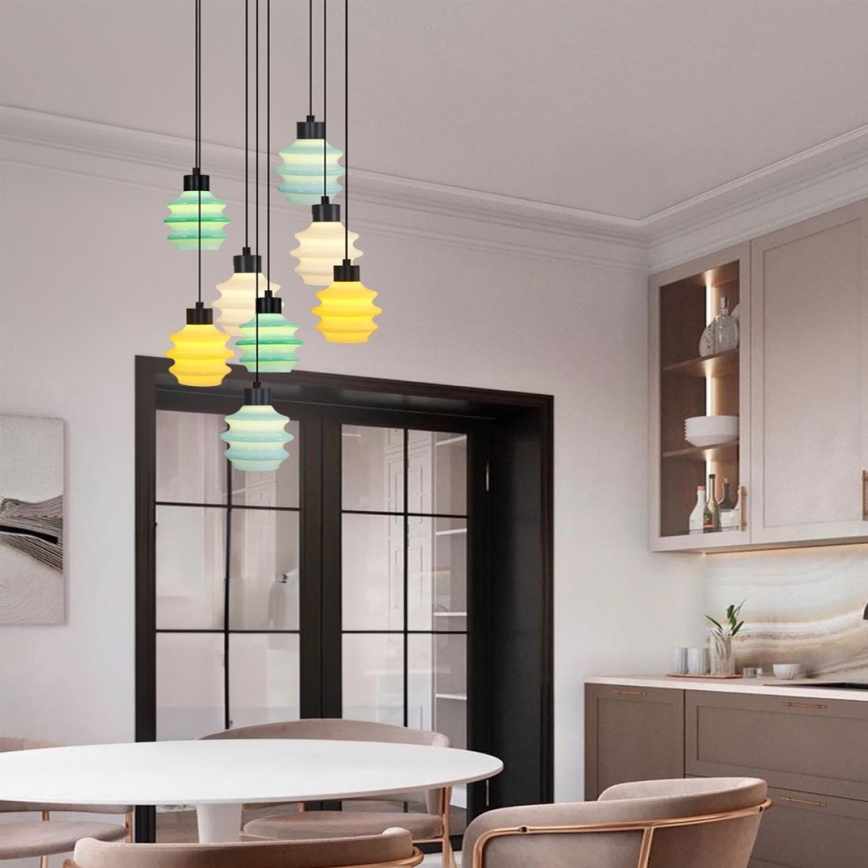 Suspension LED sur câble CACTUS 8xLED/2,8W/230V 3000K vert/jaune/blanc