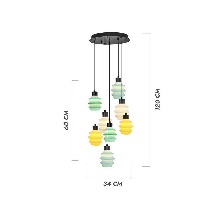 Suspension LED sur câble CACTUS 8xLED/2,8W/230V 3000K vert/jaune/blanc