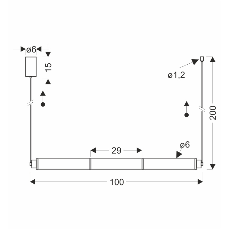 Suspension LED sur câble CORTE LED/25W/230V noire