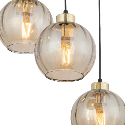 Suspension LED sur câble DEVI 3xE27/15W/230V noir/beige fumé