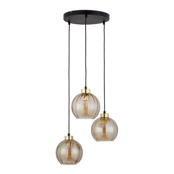 Suspension LED sur câble DEVI 3xE27/15W/230V noir/beige fumé