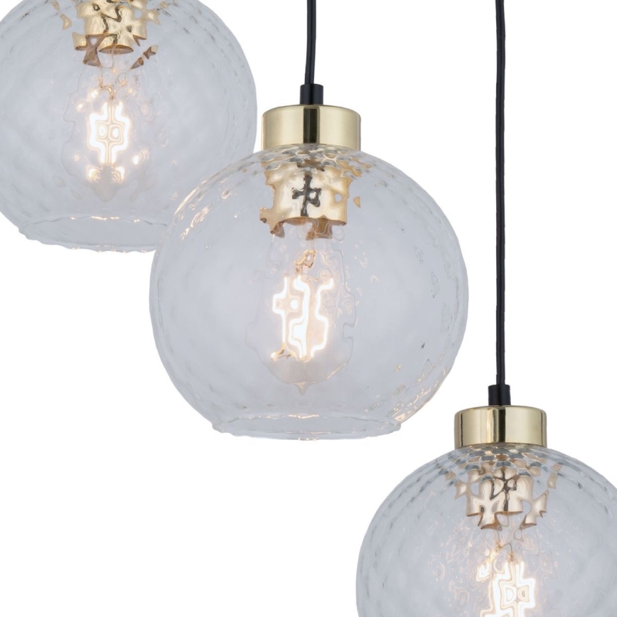 Suspension LED sur câble DEVON 3xE27/15W/230V noir/transparent
