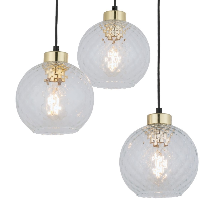 Suspension LED sur câble DEVON 3xE27/15W/230V noir/transparent