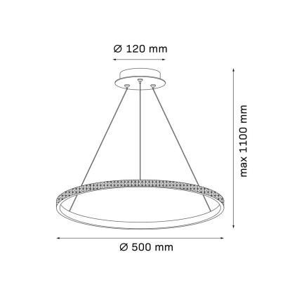Suspension LED sur câble DIANA 25W/230V 4000K Ø 50 cm dorée
