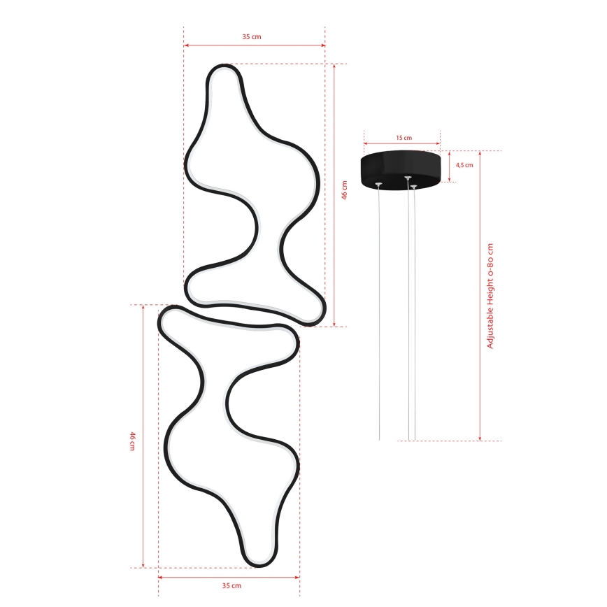 Suspension LED sur câble DUPLE ARTISAN LED/80W/230V 4000K noire